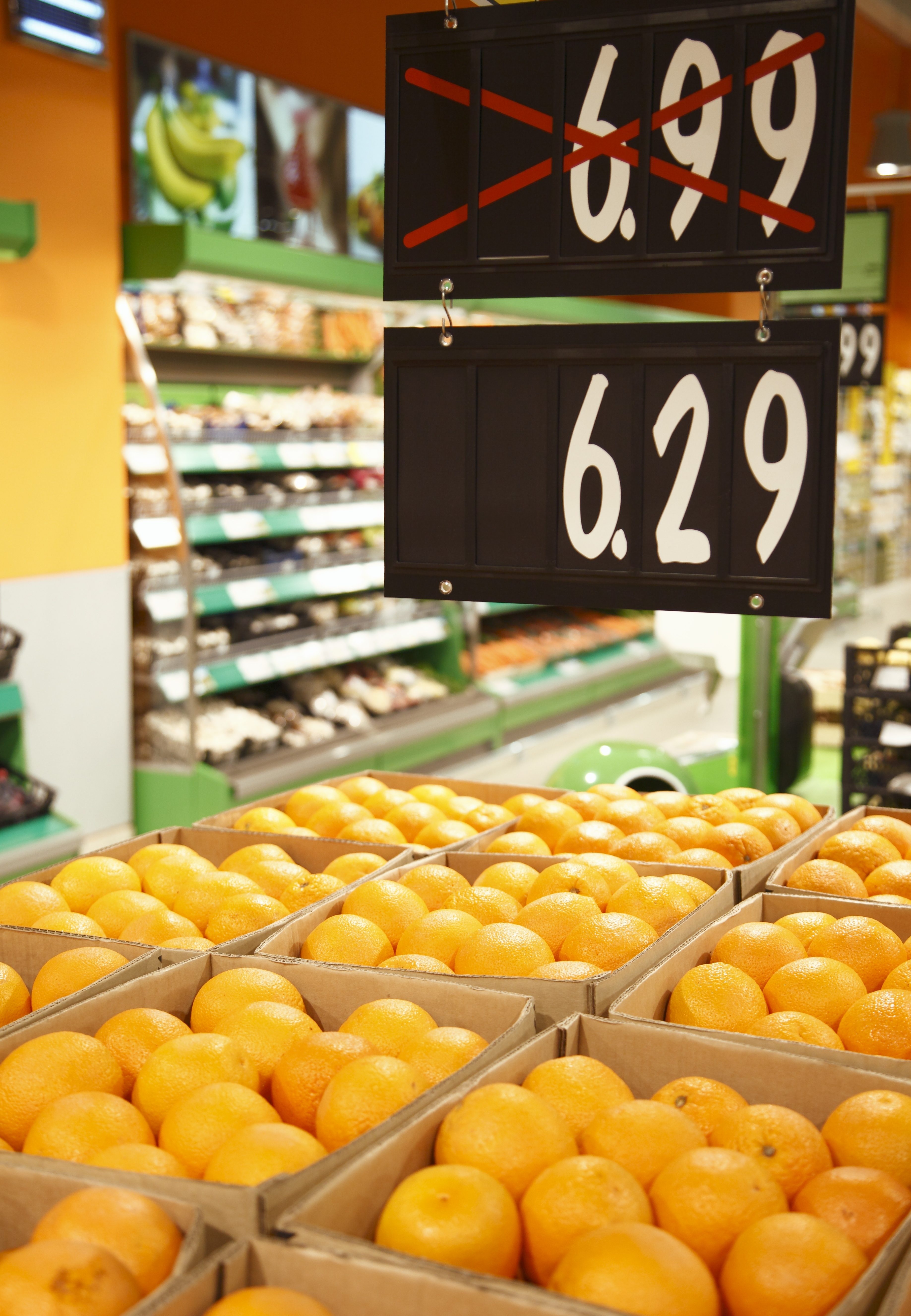Placa de preços supermercados