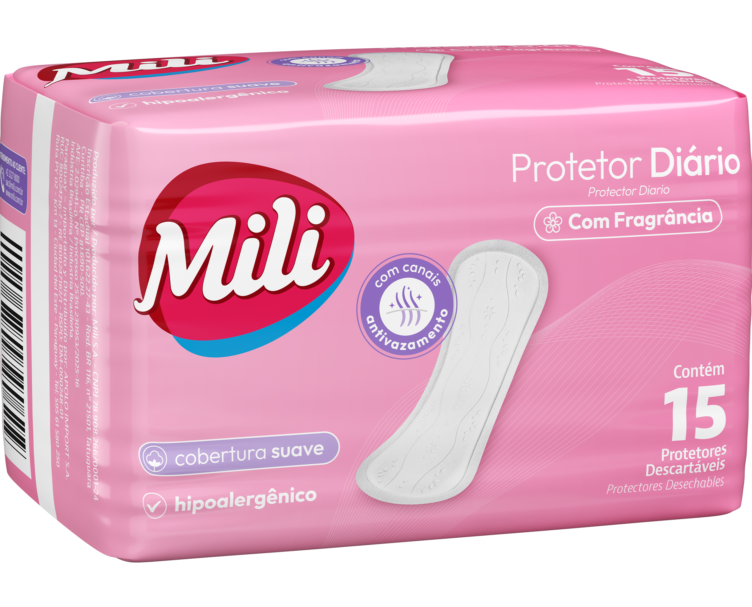Protetor diário Mili com 15 unidades