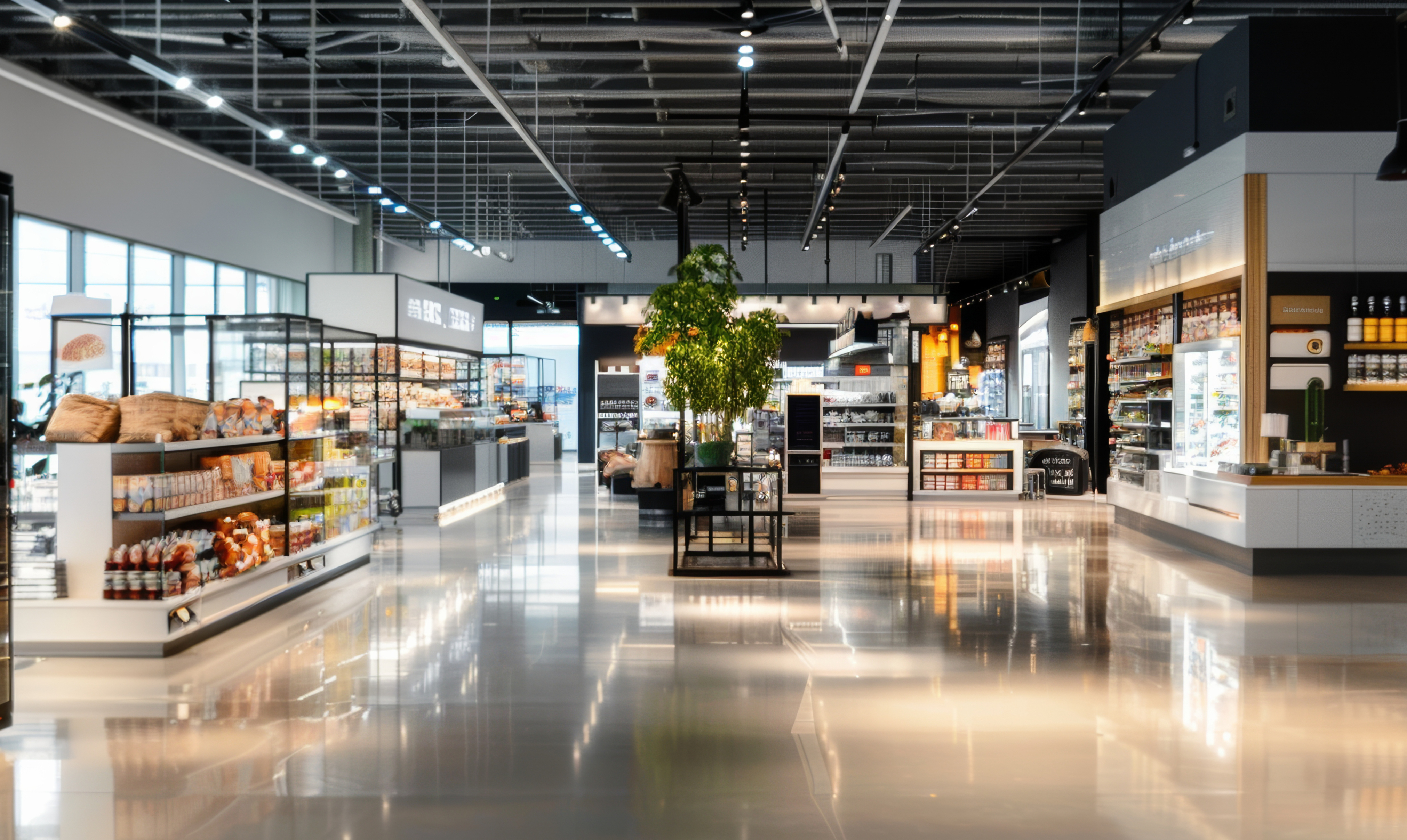 Foto de um espaço de supermercado