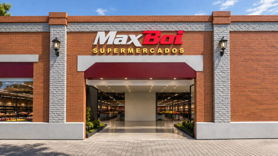 Fachada ilustrativa do MaxBoi Supermercados