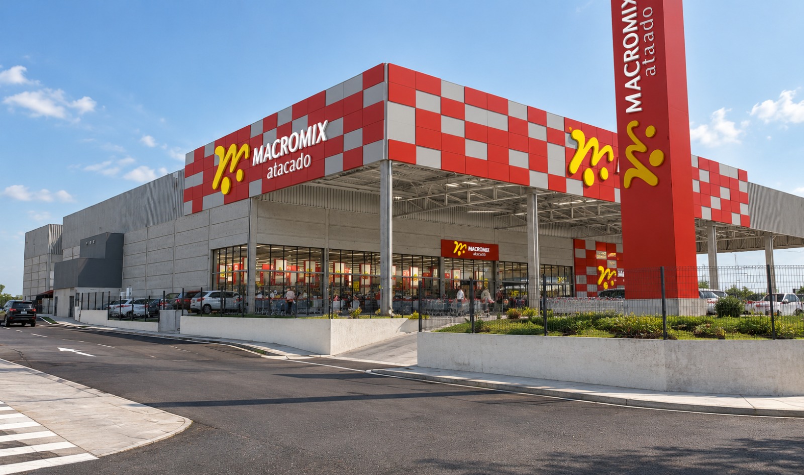 Fachada em 3D da nova loja Macromix Atacado Dois Irmãos